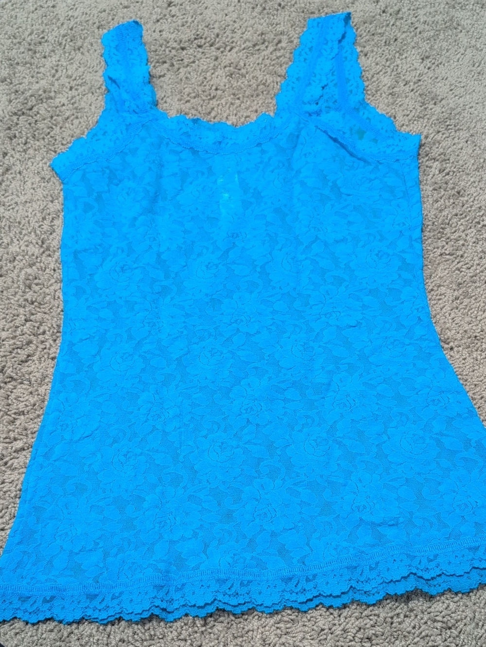 Hanky Panky Signature Lace Unlined Camisole Tank Aqua Stretch Scallop Trim Small - Picture 6 of 7